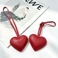Nouvel Arrivage Zonyin – Porte-clés Cœur en Cuir PU Rouge Vin avec Long Cordon, Breloque Suspendue, Cadeau Adorable pour Femmes et Filles