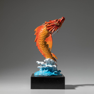 Escultura de Pez Dragón de Cobre y Oro, Figura Artística Hecha a Mano para Decoración del Hogar y Sala de Estar - Product Image 1