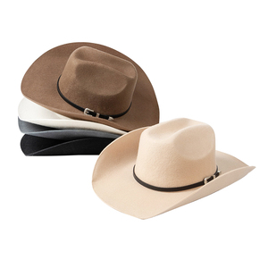 Venta al por mayor 100% de lana fieltro sombrero Fedora PU ala sombrero Fedora Bruno Capelo sombreros planos hombre negro en blanco - Product Image 4