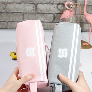 Large capacity canvas pen bag simple pure color stationery bag student pencil case factory wholesale