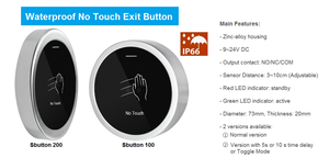 防水ミニデザイン金属タッチ出口ボタンLEDライトNC COMと出力なし波-オープンスイッチ付き時間遅延 - Product Image 2