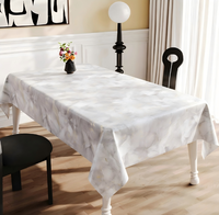 Nappe élégante de luxe imprimée en PVC blanc pur et gris, écologique, durable, de qualité alimentaire, imperméable, personnalisable, pour intérieur