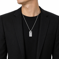 Collier de bijouterie tendance Tizti avec chaîne en acier inoxydable sablé, pendentifs personnalisés en gros pour hommes