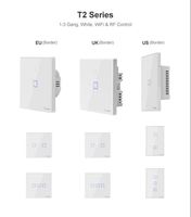 SONOFF — interrupteur électrique sans fil T1 T2 T3 T0 TX, avec Wifi, led tactile 1/2/3C, pour maison intelligente, fonctionne avec Alexa IFTTT