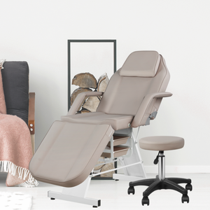 Grauer Klappbarer Leder <span class=keywords><strong>Massage</strong></span> Tisch Salon Hocker Tattoo Bett für Spa Schönheit Haar Wohnzimmer Schlafzimmer Hotel Gebrauch - Product Image 1