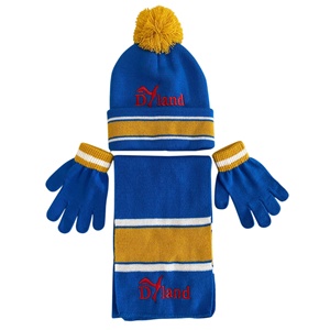 Ensemble <span class=keywords><strong>bonnet</strong></span>, écharpe et gants pour enfants, en tricot long uni 100% acrylique, pour l'hiver en plein air - Product Image 2