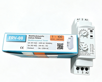 Relais temporisé multifonctionnel ERV-08, 0,1 seconde à 100 heures, AC220V et 24V AC/DC, montage sur rail DIN, relais de contrôle de minuterie réglable