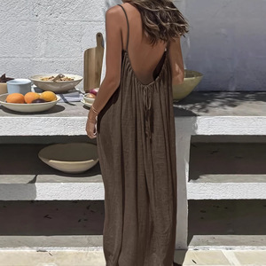 Robe longue dos nu pour femme BDBH, sans manches, ample et décontractée, idéale pour les vacances à la plage, directement de l'usine, première main - Product Image 1