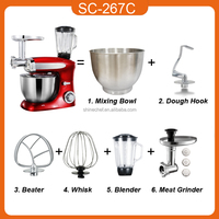 Robot pâtissier multifonction 5 en 1 pour la pâtisserie, 10 litres, pétrin de 6,5 L, mixeur électrique avec blender à fruits et hachoir à viande