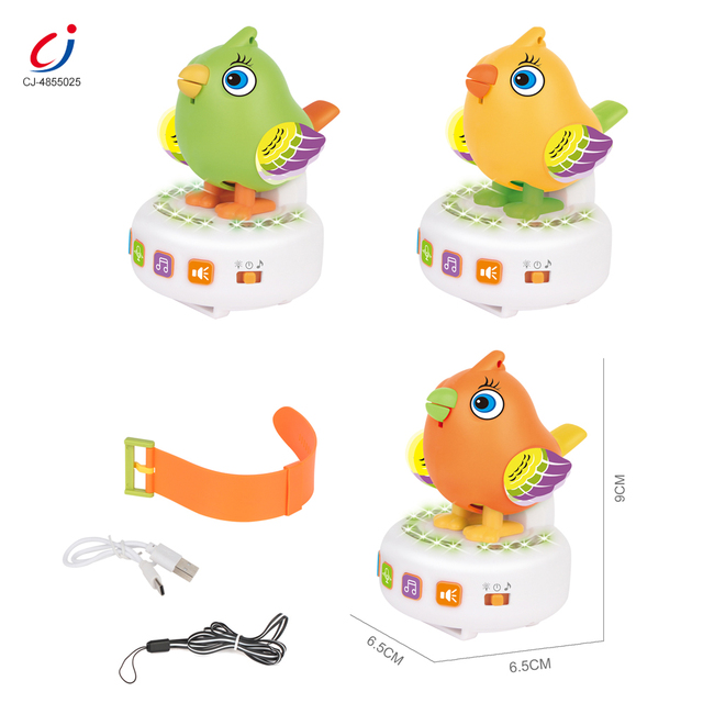 Chengji Plastic Singing Bird Music Toy Small Animals Talking Bird Cartoon Watch Ai Technology Learning Toys for Kids