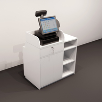 Comptoir de caisse style Miniso en MDF blanc, personnalisable, pour magasin - Offre spéciale