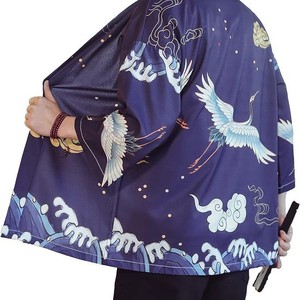 Kimono noir pour femmes et hommes, cardigan japonais Obi, <span class=keywords><strong>Yukata</strong></span> pour hommes, Haori, manteau à imprimé vagues japonaises, vêtements traditionnels japonais - Product Image 6