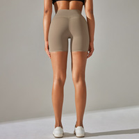 Dames Ademende Hoge Taille Fitness Yogabroek Afslankende Biker Shorts Elastische Band Voor Hardloopperzikbillen