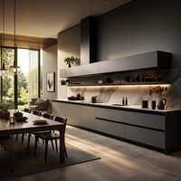 Meubles de cuisine modernes modulaires en bois RTA écologiques résistants à l'eau avec fermeture amortie et îlot coulissant – Vente en gros directe usine