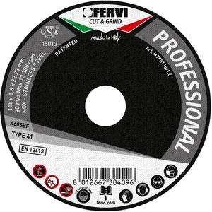 Disco de Corte Profesional Fervi 115x1.6x22.23mm Para Acero Inoxidable Tipo 41 - Product Image 3