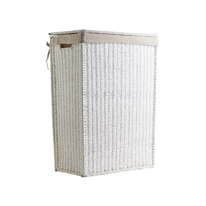 Foldable Paper Rope Woven Laundry <b>Basket</b> With Lid <b>Large</b> Capacity Rectangle Clothing Organizer Storage <b>Basket</b> - Product Image 5
