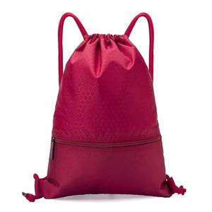 Custom Logo Fashion <b>Drawstring</b> Sport Gym 210D Polyester <b>Backpack</b> String <b>Drawstring</b> Nylon Sport Bag With Zipper - Product Image 1