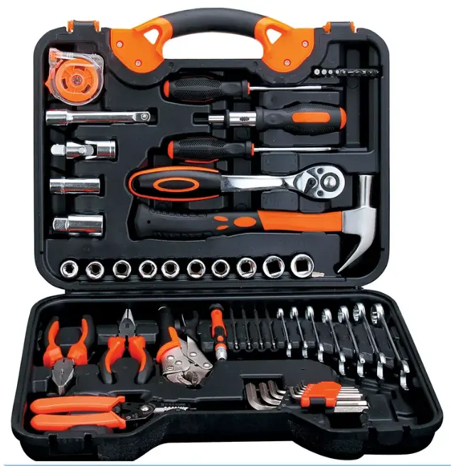 Professional hand tool set Tool Kit with Plastic Toolbox Storage Case