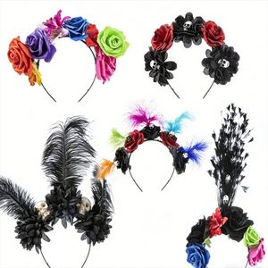 Diadema Personalizada con Calaveras y Flores del Día de Muertos, Accesorio para la Cabeza para Mujeres, para el Festival Mexicano de Halloween - Product Image 4