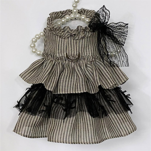 Ropa Vintage para mascotas, vestido con volantes de encaje con capas a rayas para perros pequeños y niñas, vestido de fiesta femenino, ropa de <span class=keywords><strong>Chihuahua</strong></span> de Pomerania - Product Image 3