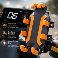 Support de téléphone pour moto à 8 griffes antichoc, support de navigation stable pour vélo, clip de fixation pour scooter