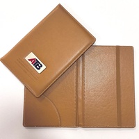 Carpeta de Cuero PU con Insignia Metálica Personalizada, Banda Elástica, Organizador de Documentos y Recibos Empresariales