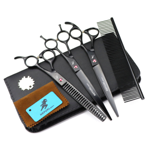 8.0 pouces 4 ciseaux ensemble haut de gamme toilettage pour animaux de compagnie coupe droite coupe pliée ciseaux en forme d'animal en arête de poisson 4 ciseaux ensemble - Product Image 5