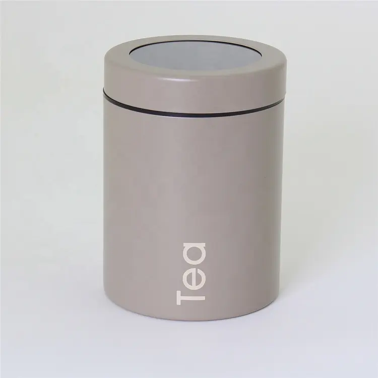 Boîte à café en acier au carbone avec fenêtre de visualisation et couvercle d'usine en métal pot unique de forme ronde pour le rangement de la cuisine