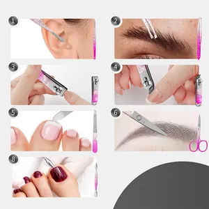 Juego de uñas de acero inoxidable 7 en 1, kit de pedicura, herramientas de manicura profesional para salón de belleza