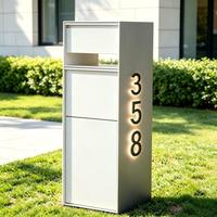 Boîte aux lettres solaire personnalisée en usine avec éclairage LED, étanche, imprimée UV, pour usage extérieur, jardin, villa, rue, usage commercial