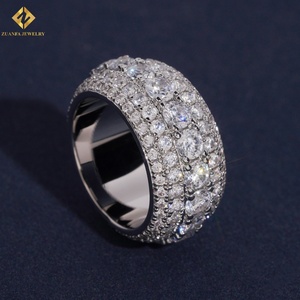 ZUANFA JEWELRY Moissanite Eternity Band <b>Ring</b> 925 Silver Rhodium Plated <b>Mens</b> Hip Hop Iced Out Luxury <b>Rings</b> - Product Image 6
