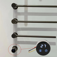 Controlador de Calentador de Toallas Eléctrico Programable con Pantalla Digital Táctil Redonda Negra de 42 mm 45 mm, 30-70 Grados Celsius, Temporizador de 9 Horas