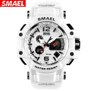 SMAEL-reloj deportivo para hombre, cronómetro Digital luminoso, resistente al agua hasta 50M, color blanco, 1509