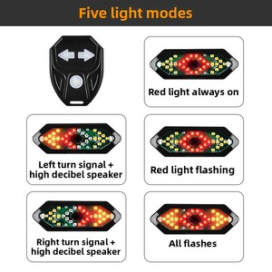Luz trasera LED ultrabrillante para bicicleta, resistente al agua, recargable, señal de giro inteligente para bicicleta de montaña, carretera, conducción nocturna, batería de ciclismo - Product Image 2
