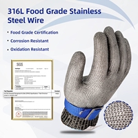 Gants de protection anti-coupure en acier inoxydable pour boucher, résistants aux couteaux, avec protection des doigts en métal
