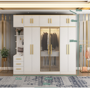 Tủ quần áo hiện đại Thiết kế mới tùy chỉnh kích thước đồ nội thất phần cứng kéo + tủ hàng đầu 4-6 cửa tủ quần áo - Product Image 6