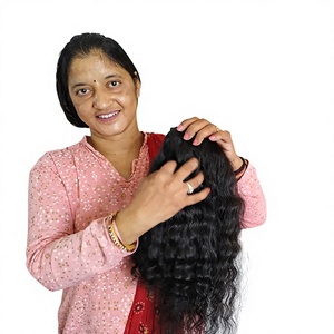Extensions de cheveux humains indiens Remy bouclés crépus de haute qualité, alignés sur les cuticules, double trame, 100g, cheveux vierges bruts, vente en gros - Product Image 1
