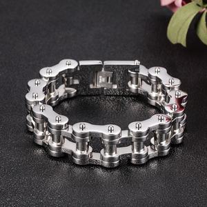 Cadena de Motocicleta Resistente para Hombre, Brazalete de Cadena de Bicicleta de Acero Inoxidable Color Plata Pulido, Joyería Masculina de Moda - Product Image 2