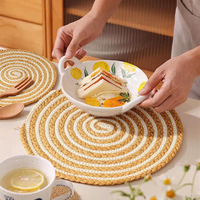 Set de table rond en corde de coton et raphia tressé à la main, motif sucette, pour table à manger, mariage, luxe