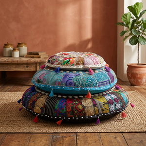 ขายส่ง Sari Patchwork รอบรูปร่างหมอนอิงชั้นแฮนด์เมดชั้นหมอน - Product Image 4