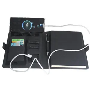 Multifunctional 8000mA Wireless Charger Smart Notebooks organizer with Phone Holder for Business Gift