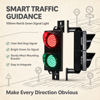 Feu de signalisation solaire à boule complète 4 pouces 45 LED rouge-vert 2 aspects / Signalisation industrielle rouge-vert 12 VDC