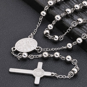 Collar de cuentas de moda de acero inoxidable 316L personalizado, joyería fina, collares de rosario de fe para mujeres y hombres - Product Image 4