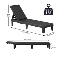 Chaise longue inclinable de jardin en rotin plastique imperméable moderne pour les bains de soleil en plein air pour les hôtels, les plages, les terrasses