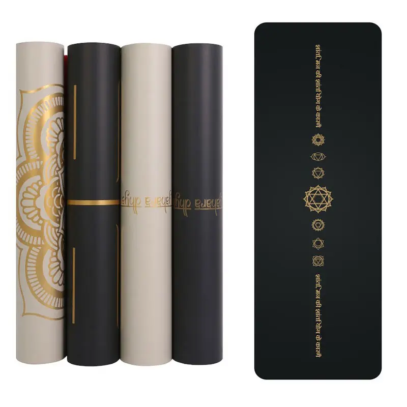 Wholesale Custom Non Slip Reversible Premium Eco Friendly Pu Rubber Yoga Mat Gold Print