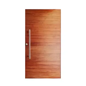 Contemporary Modern Solid Mahogany Red wood Pivot Front Entry Door with horizontal Grooves