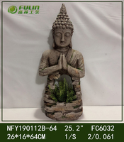 Statue de Bouddha assis grandeur nature pour l'extérieur, artisanat en magnésie, décoration de jardin, lumière solaire LED, étanche IP44, écologique, décoration de temple