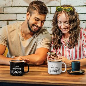 Tasses à café en céramique, tasses pour couple pour Mr & Mrs et jeunes mariés et anniversaire de mariage - Product Image 4
