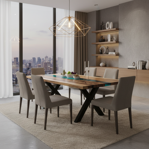 Luxury Handcrafted Rectangle Epoxy Resin Acacia Wood Dining Table Home Office Hotel Living Room Use Sympathy Retirement - Product Image 3
