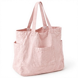 Sac fourre-tout personnalisé de haute qualité, grand sac fourre-tout en toile rose avec poche avant et poignées d'épaule pour les courses quotidiennes - Product Image 3